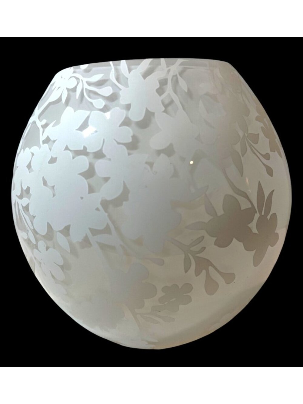 Frosted Glass Floral Accent Light With Plug-In Cord White Etched Pattern Ideal F